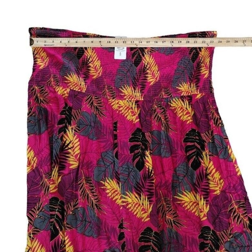 Torrid 5 XL Convertible Smocked Midi Pink Dress Skirt Crinkle Gauze Palm Leaves - Picture 7 of 12